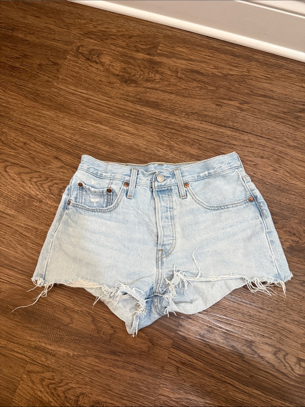 Levi's Light Blue Distressed Cutoff Denim Shorts